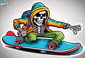 American traditional skeleton with new school snowboard doing a 360 tattoo idea