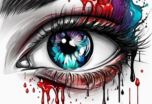 Bleeding tear flows from eye tattoo design tattoo idea