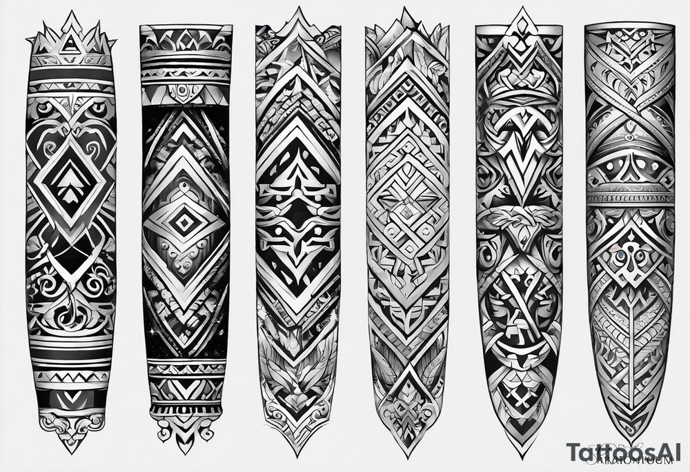 male forearm tribal tattoo with slavic ornaments, symbols and a black stripe 4 cm wide around the whole forearm tattoo idea
