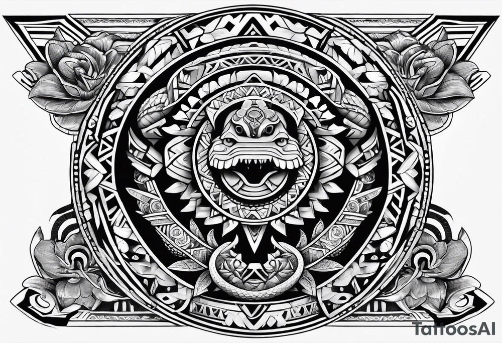 aztec snake sleeve tattoo idea