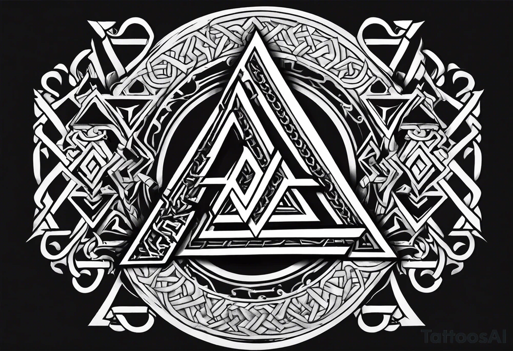 Valhalla shield sword valknut fire chains tattoo idea