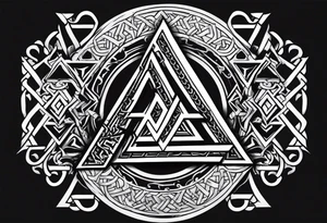 Valhalla shield sword valknut fire chains tattoo idea