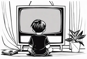 child sit in front of a tv tattoo idea