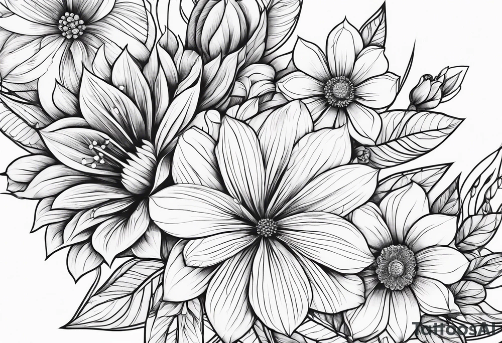 lines, flowers tattoo idea