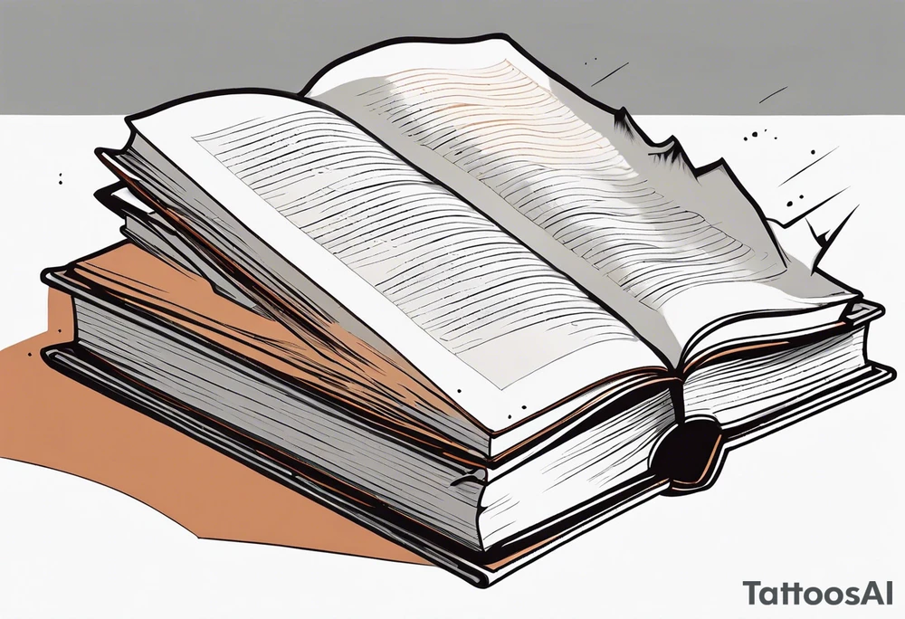 pile of open books no background tattoo idea