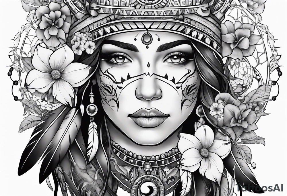 Native american,taurus, gemini, crab, flowers, dream catcher, tattoo idea