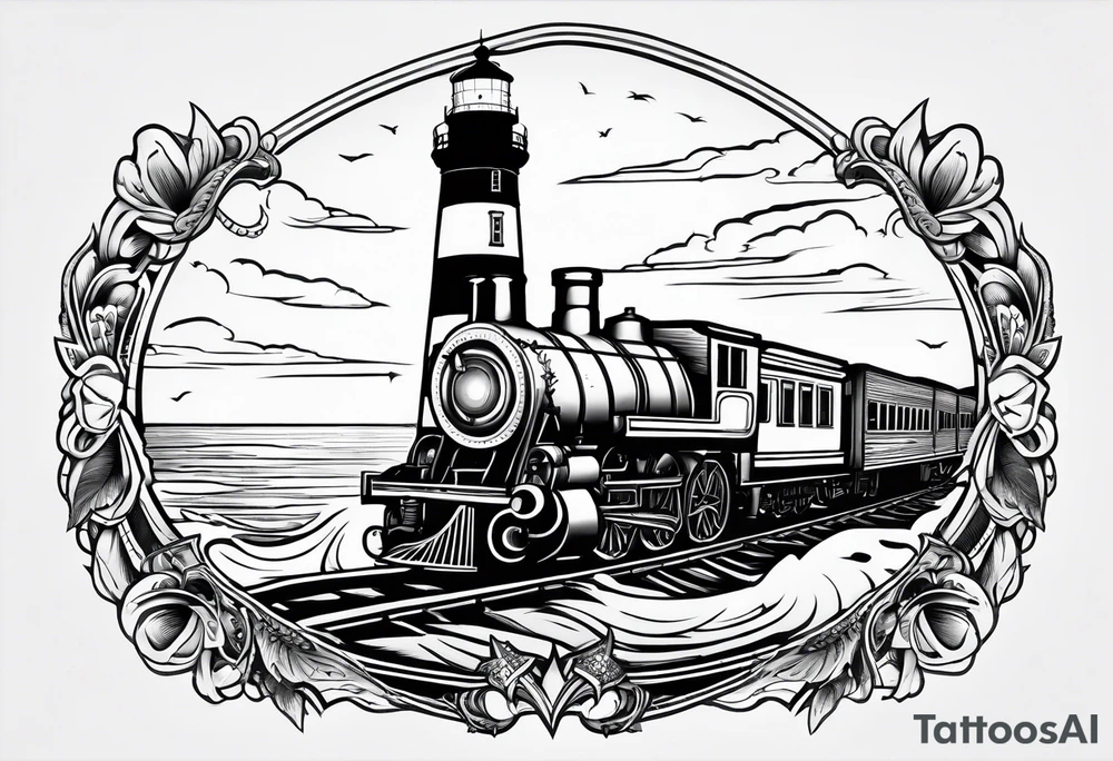 Hatteras island, lighthouse, and train tattoo idea Hatteras island, lighthouse, and train tattoo idea