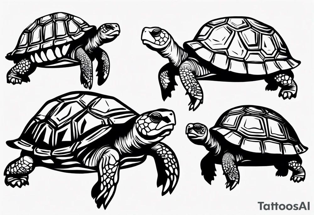 Slow cute simple tortoise tattoo idea