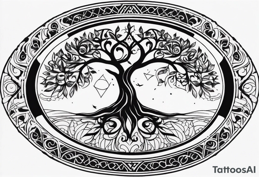 tree of life, symmetrical, chest tattoo tattoo idea