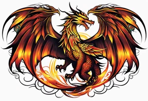 majestic  dragon and phoenix tattoo tattoo idea