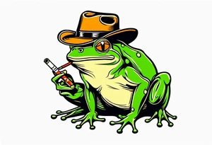 frog smoking a cigarette with a cowboy hat on tattoo idea