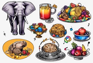 Libra, Massachusetts, elephant, pride colors, music, food tattoo idea