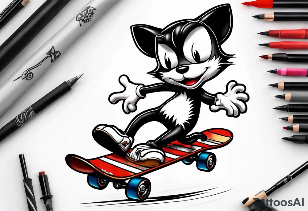 Felix 
The cat skateboarding. tattoo idea