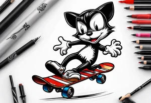 Felix 
The cat skateboarding. tattoo idea