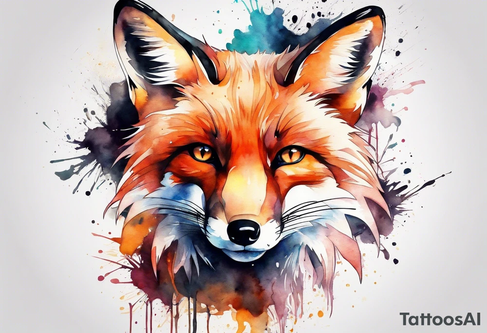 Watercolor fox tattoo idea