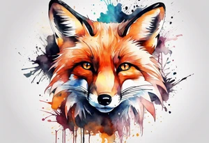 Watercolor fox tattoo idea