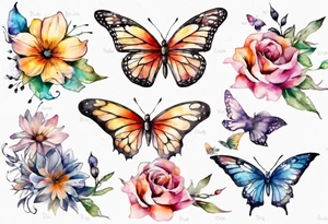 flowers, butterflies, birds, sunshine tattoo idea
