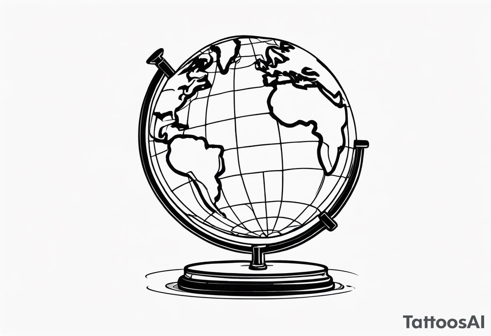 spherical globe simple map breaking glass tattoo idea