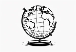 spherical globe simple map breaking glass tattoo idea