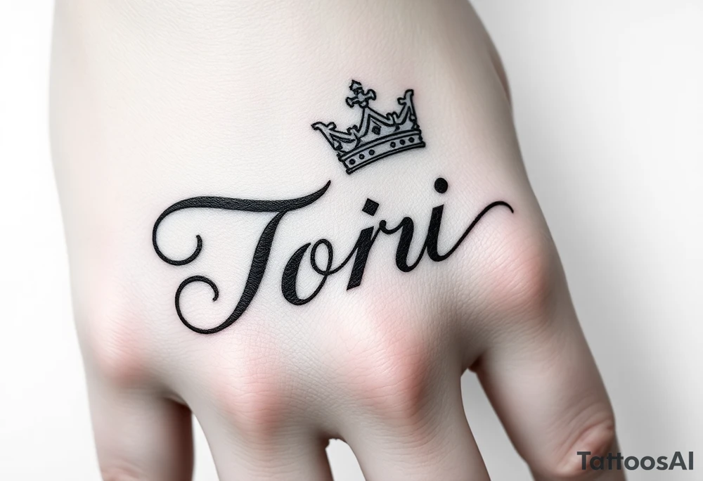Name Tori with crown tattoo idea