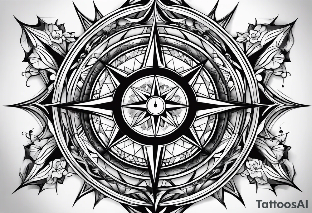 Bisexual compass rose tattoo idea