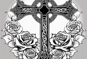 Celtic cross impaled by a rose tattoo idea