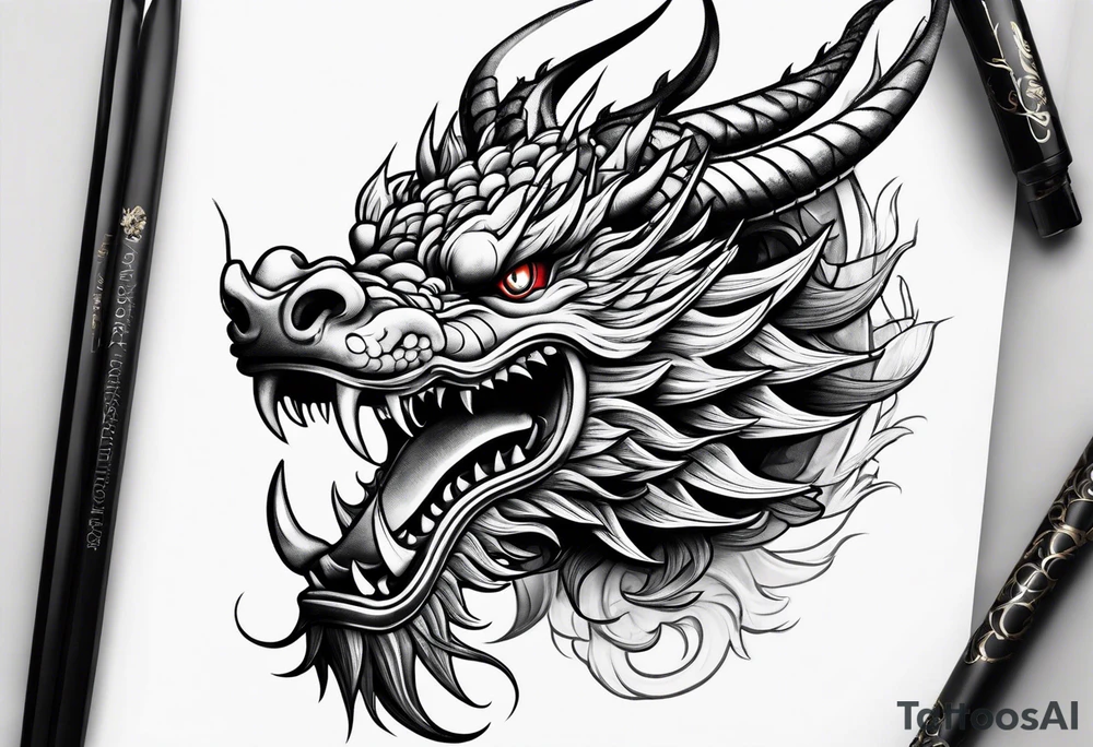 Japanese Dragon head located on arm tattoo idea