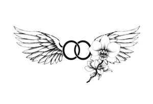 Wings with infinity loop inside and an orchid tattoo idea