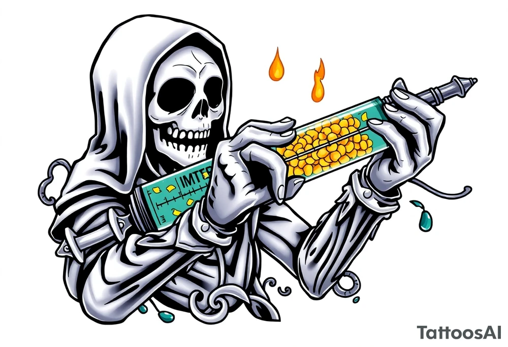 Syringe full of meth makes reaper super powerful tattoo idea