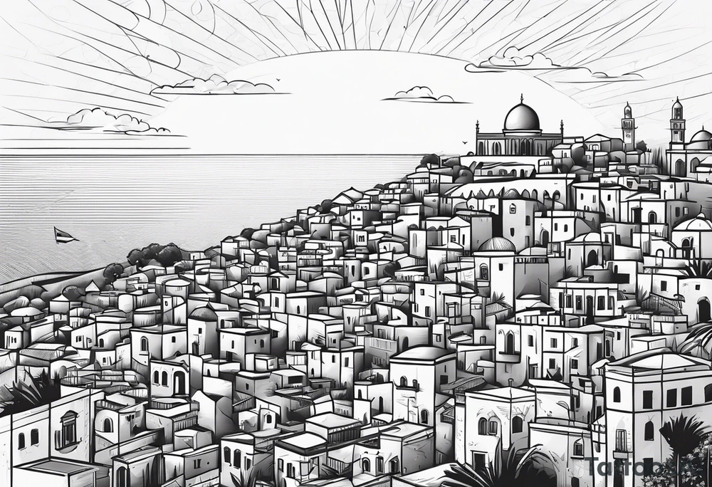 israel city vector circle
 vignette tattoo idea