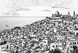 israel city vector circle
 vignette tattoo idea