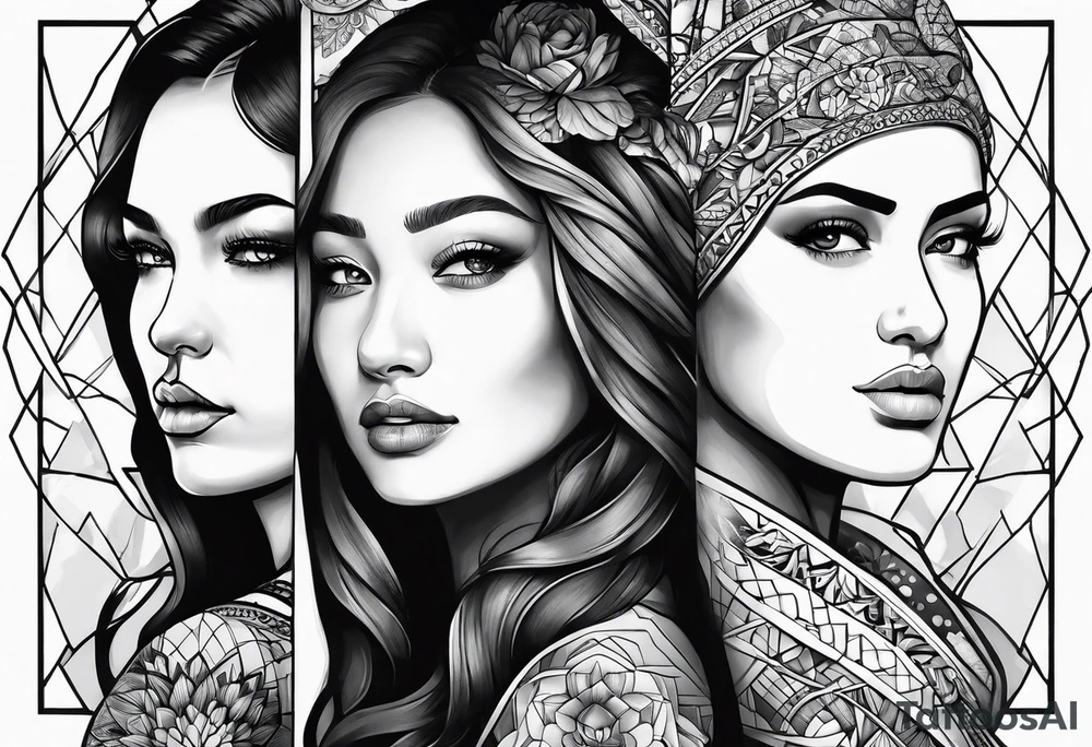 three person side by side. Daughter on the left, mother in the middle, grandmother on the right. greater age difference tattoo idea