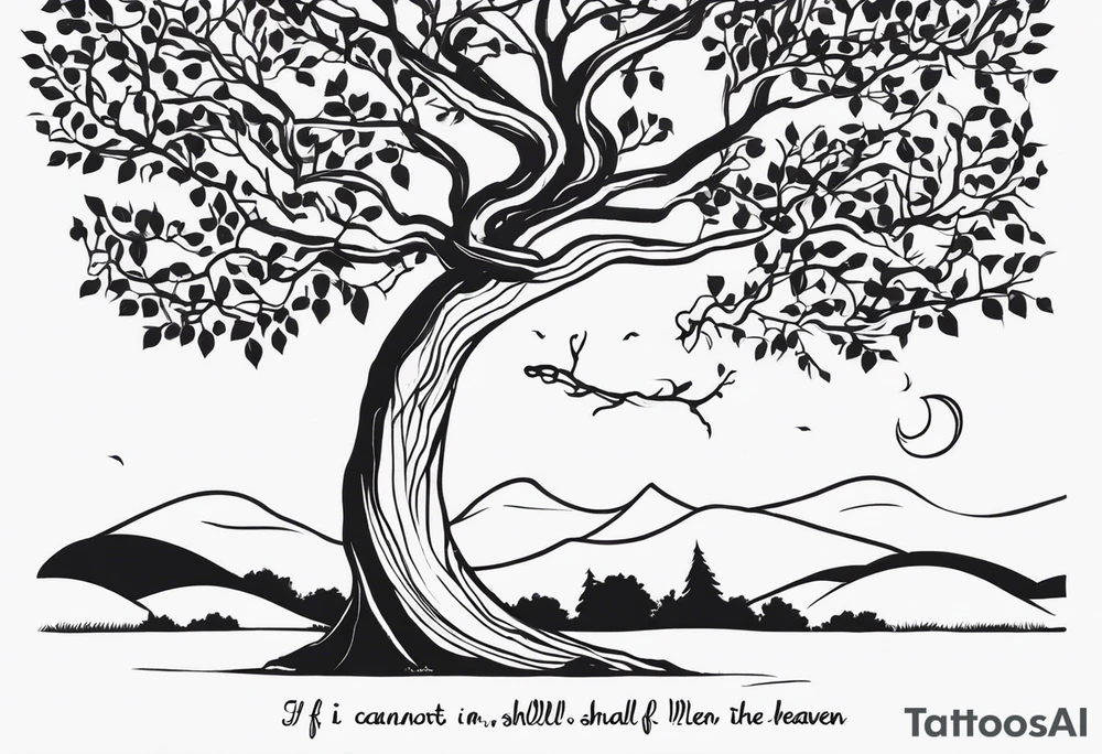 Serpent in a tree 
with the quote “ if I cannot bed the will of heaven, then I shall move hell” tattoo idea