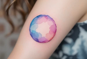 A watercolor-style circle blending soft blue, lavender, and pink hues to represent emotional harmony. tattoo idea