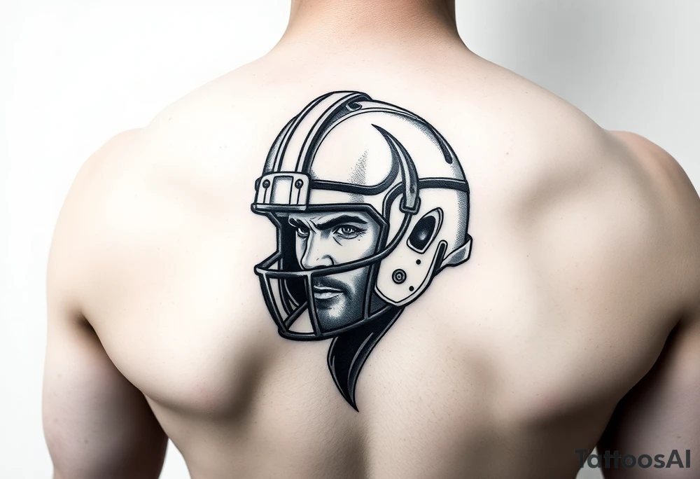 Liam inside a warriors helmet tattoo idea