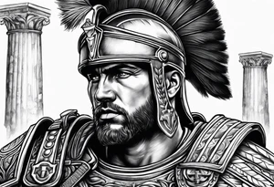Roman solider looknig at pillars tattoo idea