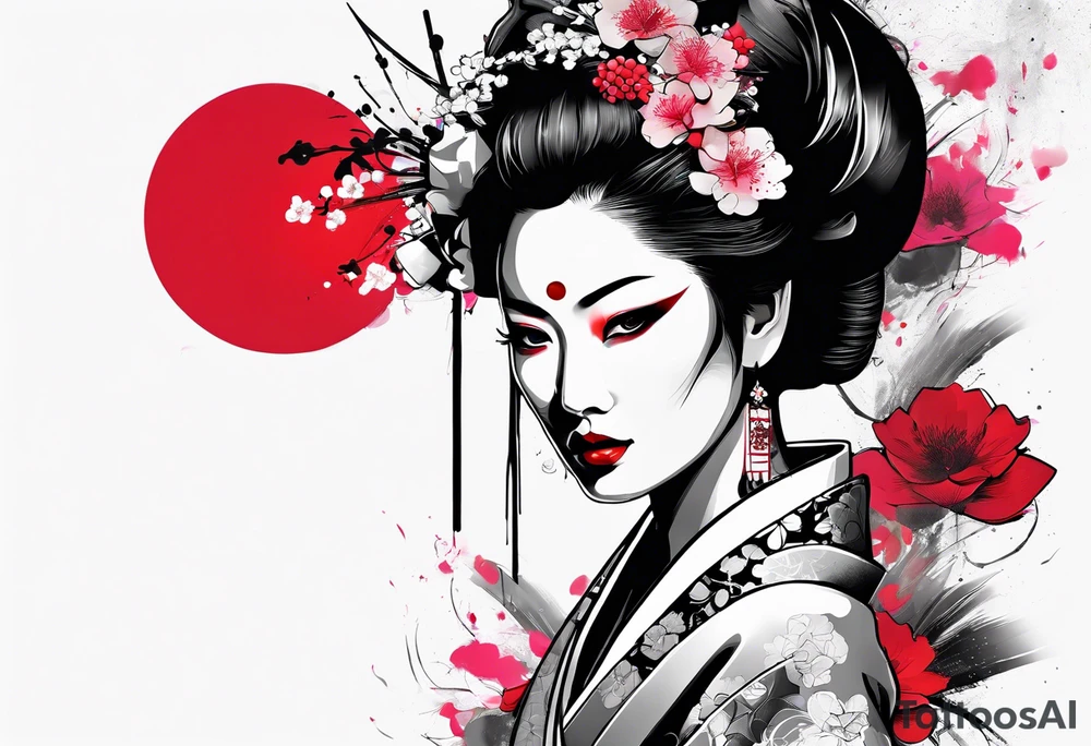 trash polka geisha tattoo idea