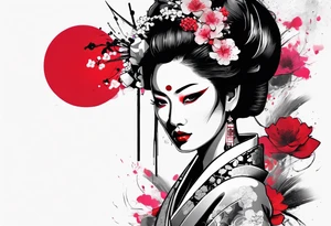 trash polka geisha tattoo idea