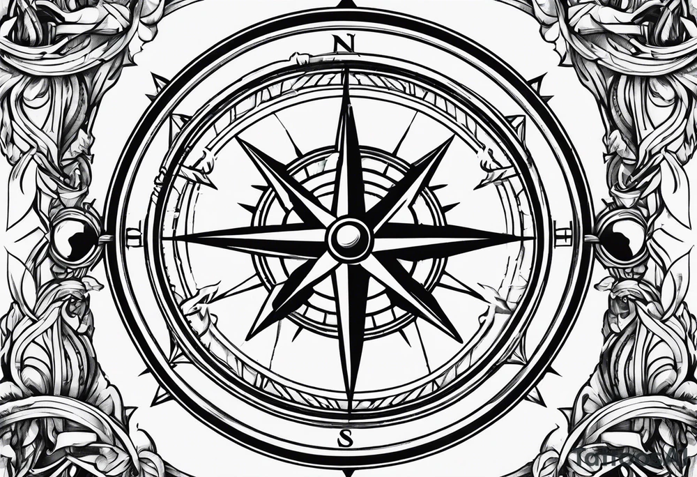 Fire Navy ships Compass tattoo idea