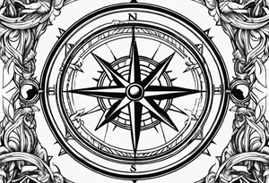 Fire Navy ships Compass tattoo idea