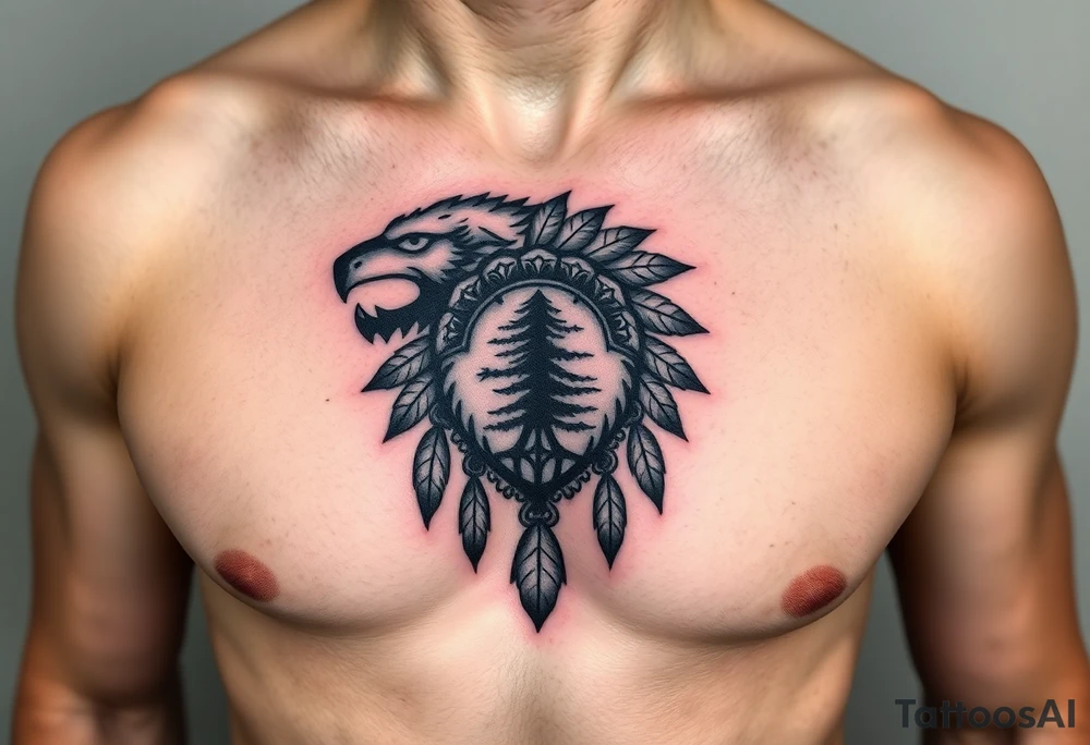 Native American tribal symbol ( wolf, eagle, bear, tree, etc ) with a Caudle emblem or crest tattoo idea