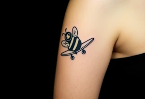 pilot bumble bee flying a jet plane tattoo idea