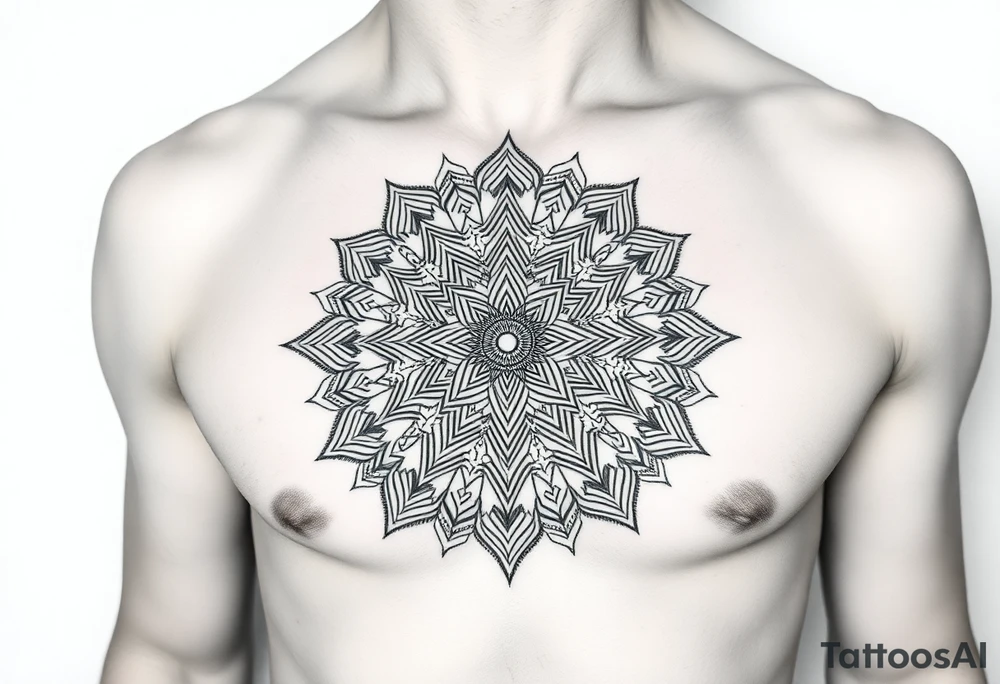 intricate mandala with sacred geometry and cosmic elements tattoo idea