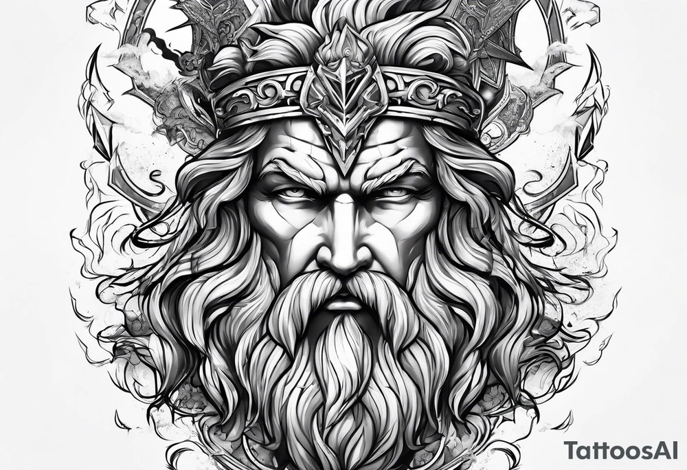 Masculine 
Zeus with thunder bolts tattoo idea