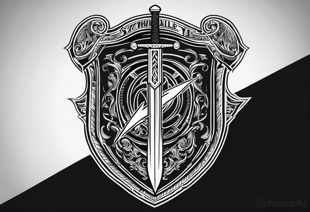 Valhalla shield sword lightning tattoo idea