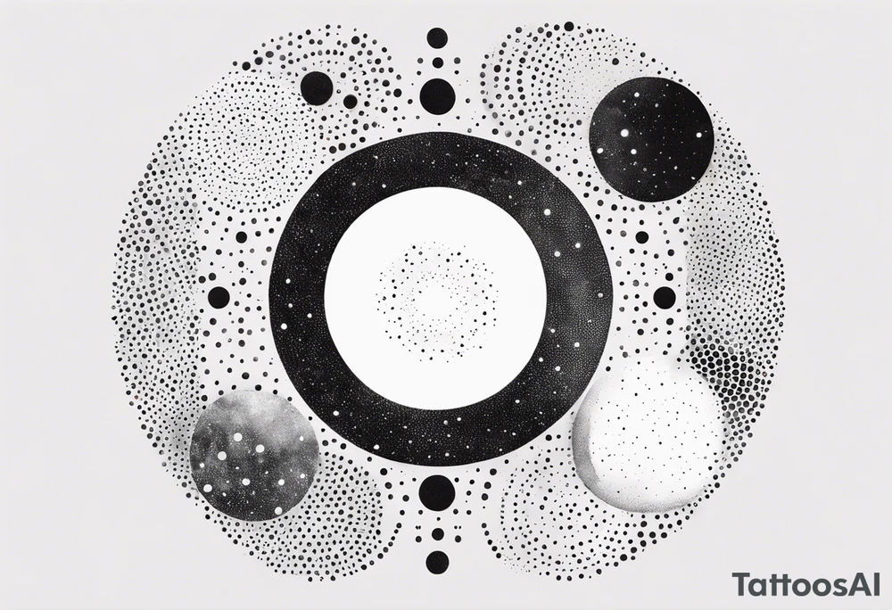 simple minimalist galaxy design in a circle tattoo idea
