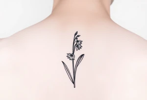 Coquis, stamp with daffodils, Lily of the valley, larkspur tattoo idea