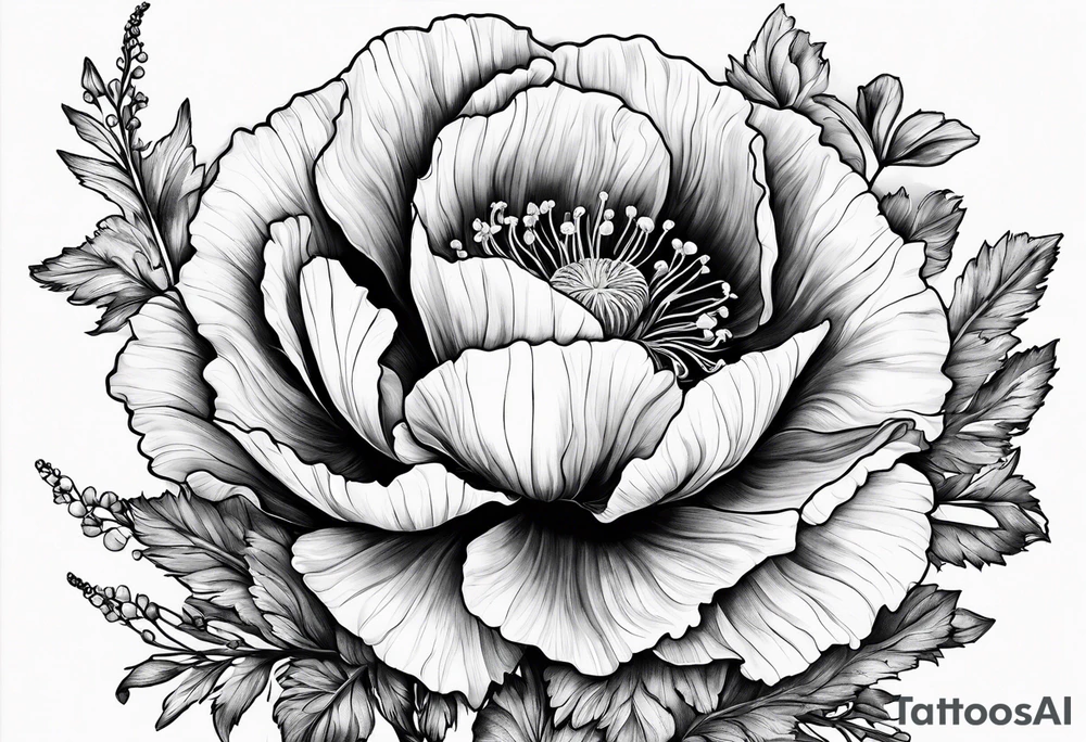Poppy and larkspur tattoo idea