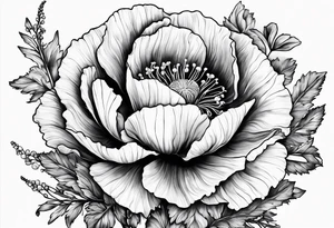 Poppy and larkspur tattoo idea