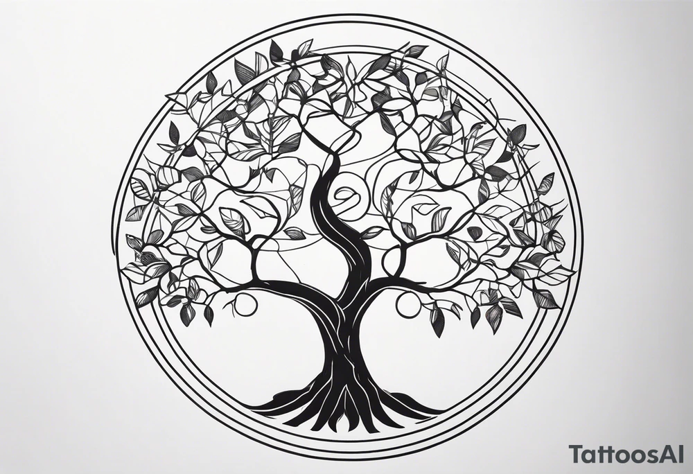 fine line vines, tree, minor geometric aspects. tattoo idea